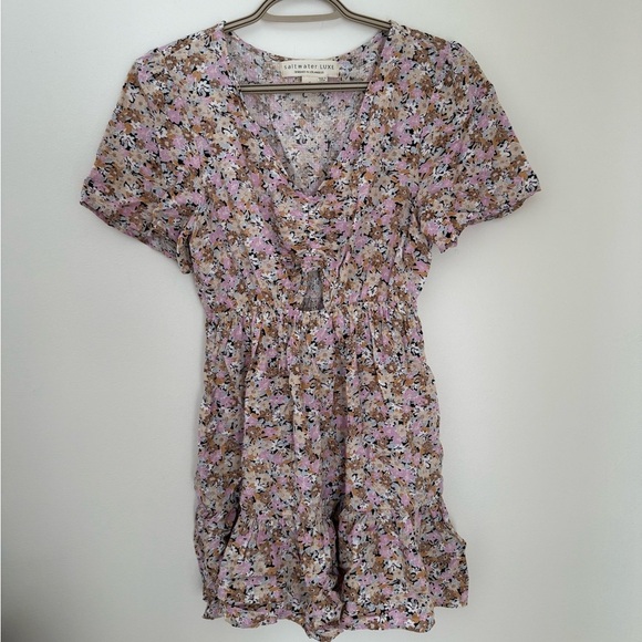 Saltwater LUXE Floral Mini Dress - Pink, Cream, and Black - Picture 1 of 8